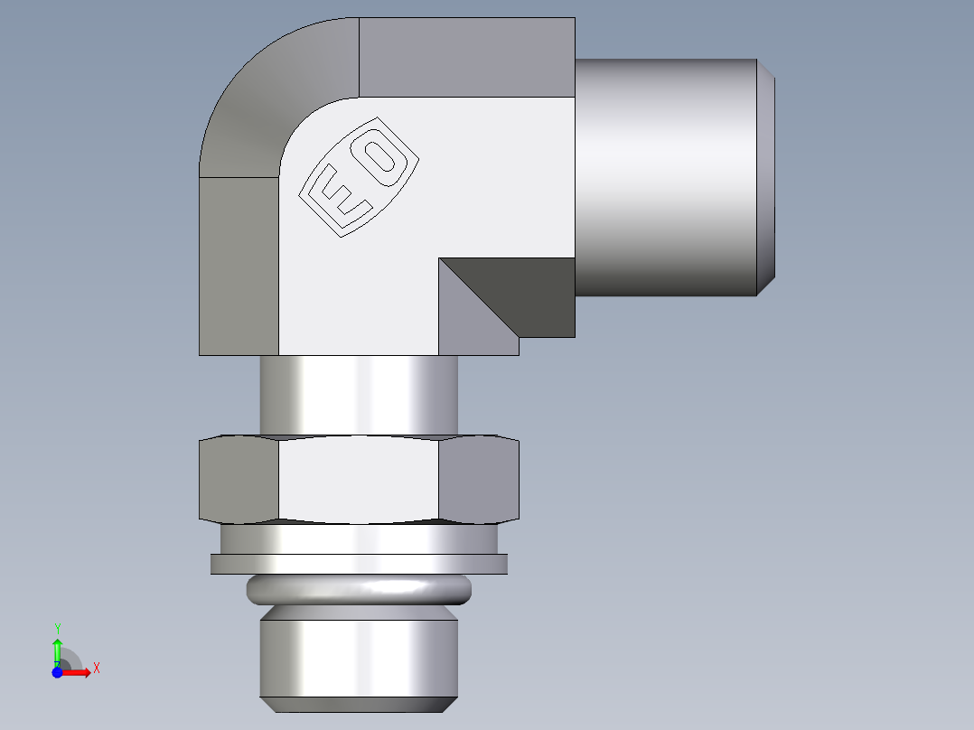 卡套式工业通用硬管接头EO_Adjustable_Locknut_elbow_WEE06LMOROMDCF前视图