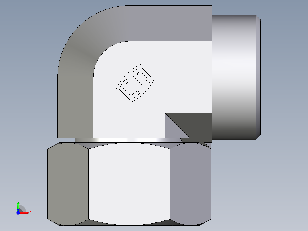 卡套式工业通用硬管接头EO_Swivel_nut_elbow_EW28LOMD71前视图