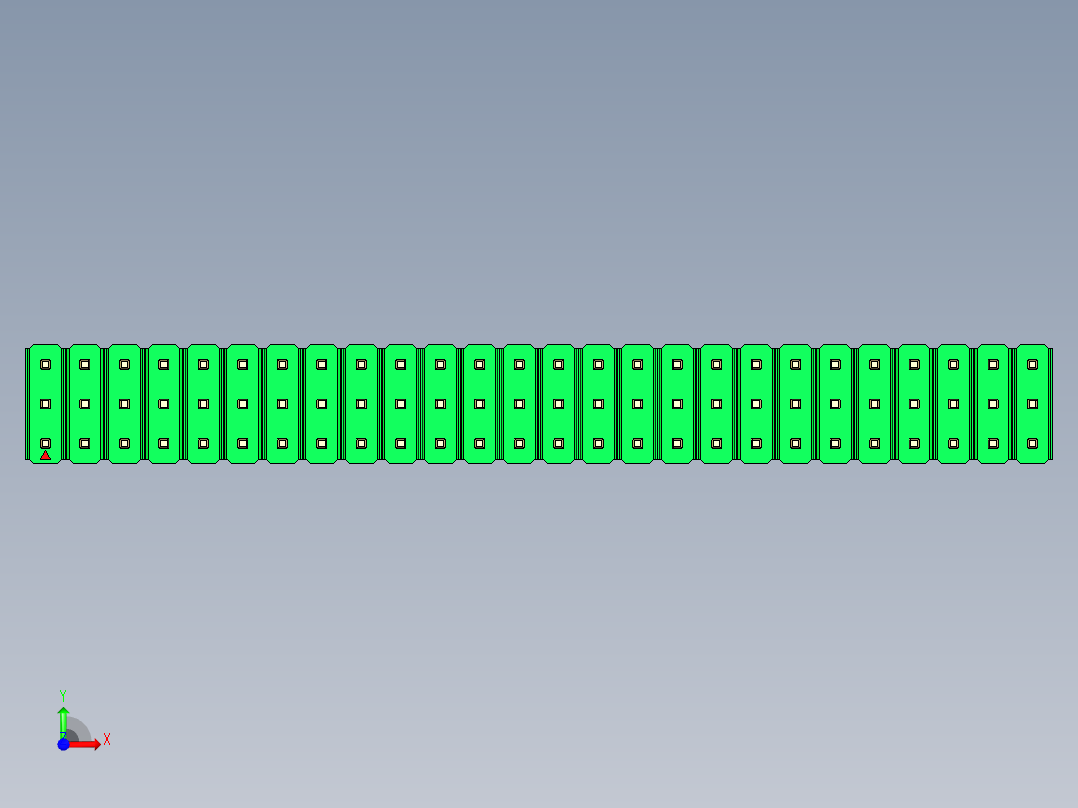 彩色公头100mil（2.54mm）系列-DS1021_green_3x26p_100mil_Type19_rev1.0前视图