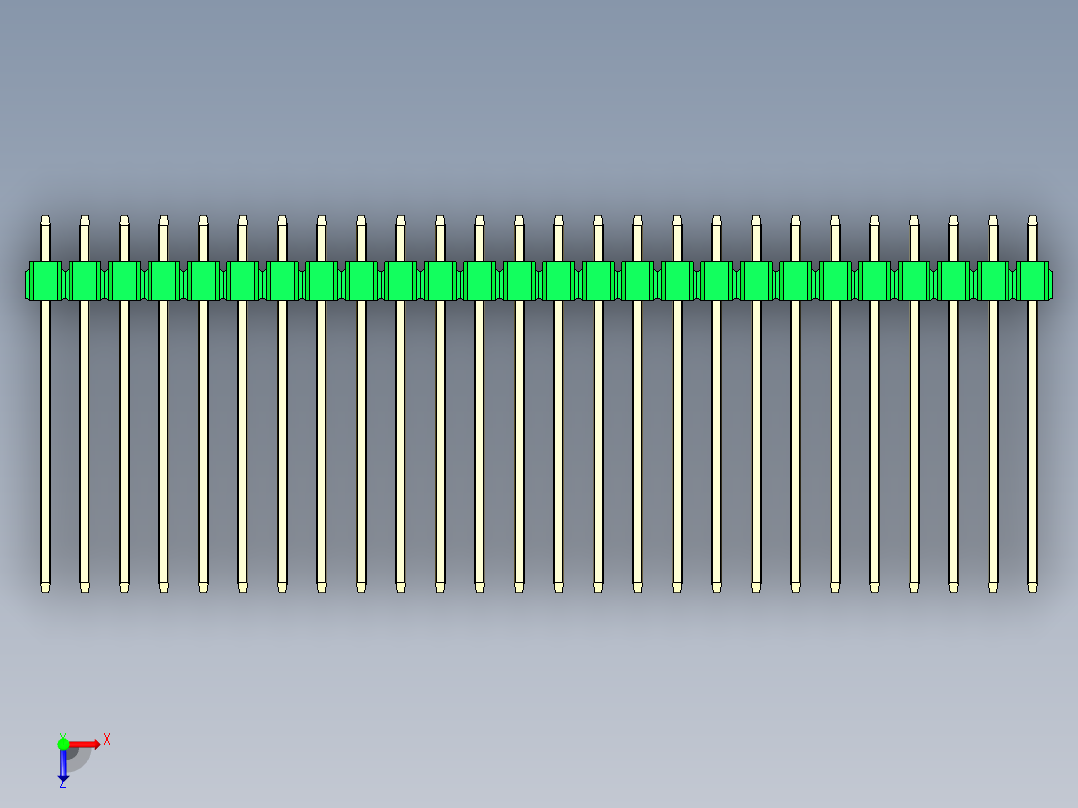 彩色公头100mil（2.54mm）系列-DS1021_green_3x26p_100mil_Type19_rev1.0俯视图