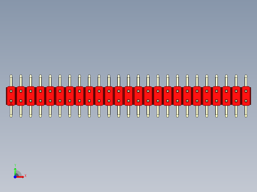 彩色公排针 100mil 2.54mm 系列-DS1022_red_50p_100mil_TypeSMT_rev1.0前视图