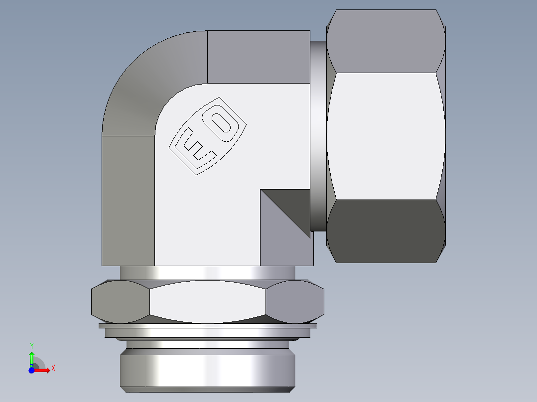 卡套式工业通用硬管接头EO_Adjustable_Locknut_elbow_WEE38SRCF前视图