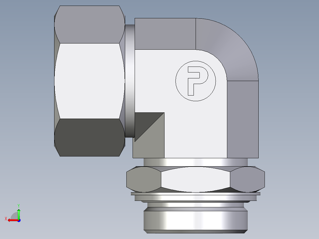 卡套式工业通用硬管接头EO_Adjustable_Locknut_elbow_WEE38SRCF后视图