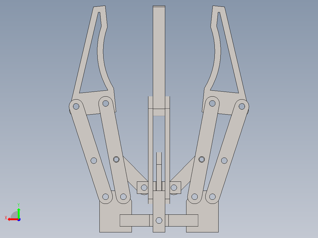 08-einfacher-griff四指机械爪结构3D数模图纸 Solidworks设计后视图