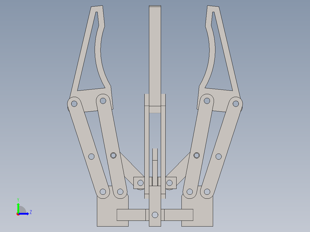 08-einfacher-griff四指机械爪结构3D数模图纸 Solidworks设计左视图