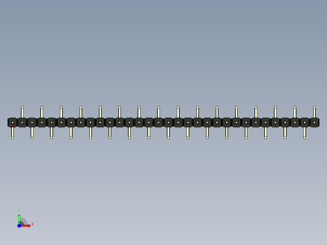 彩色公排针 100mil 2.54mm 系列-DS1022_black_32p_100mil_Type_SMT_R2_rev1.0前视图