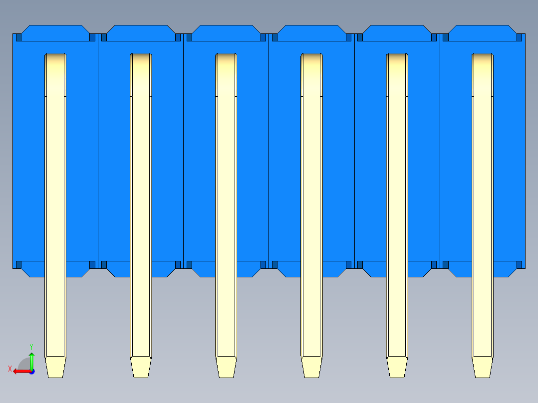 彩色公排针 100mil 2.54mm 系列-DS1022_blue_3x06p_100mil_TypeD_rev1.0后视图