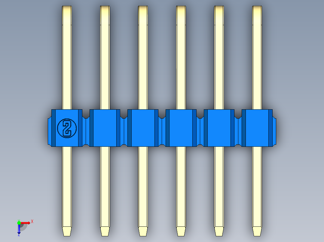 彩色公排针 100mil 2.54mm 系列-DS1022_blue_3x06p_100mil_TypeD_rev1.0俯视图