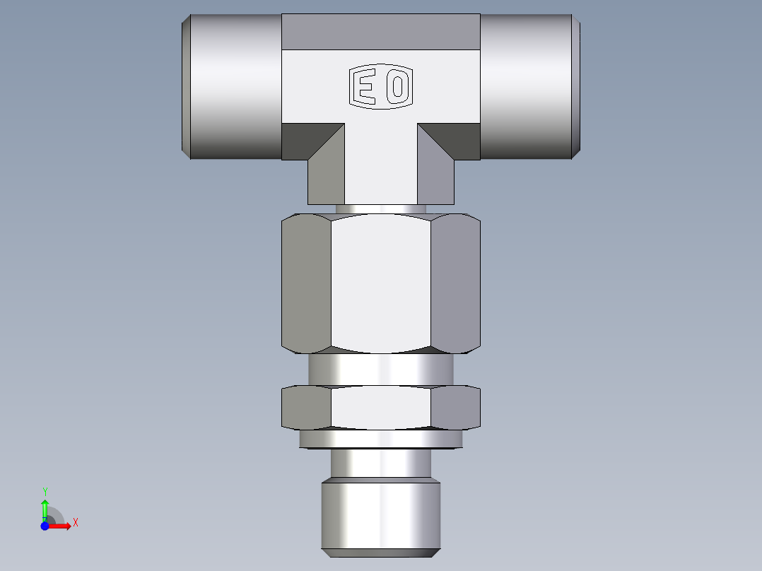 卡套式工业通用硬管接头EO_Assembled_adjustable_standpipe_branch_tee_EVT10LROMD71前视图