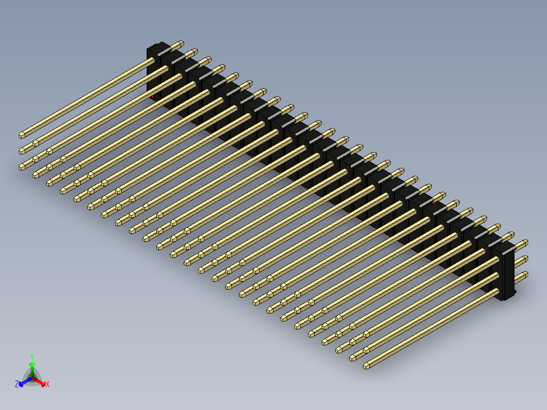 彩色公头100mil（2.54mm）系列-DS1021_black_3x26p_100mil_Type43_rev1.0正等轴测图