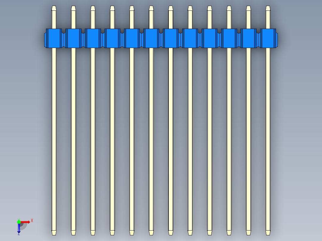 彩色公头100mil（2.54mm）系列-DS1021_blue_1x12p_100mil_Type43_rev1.0俯视图