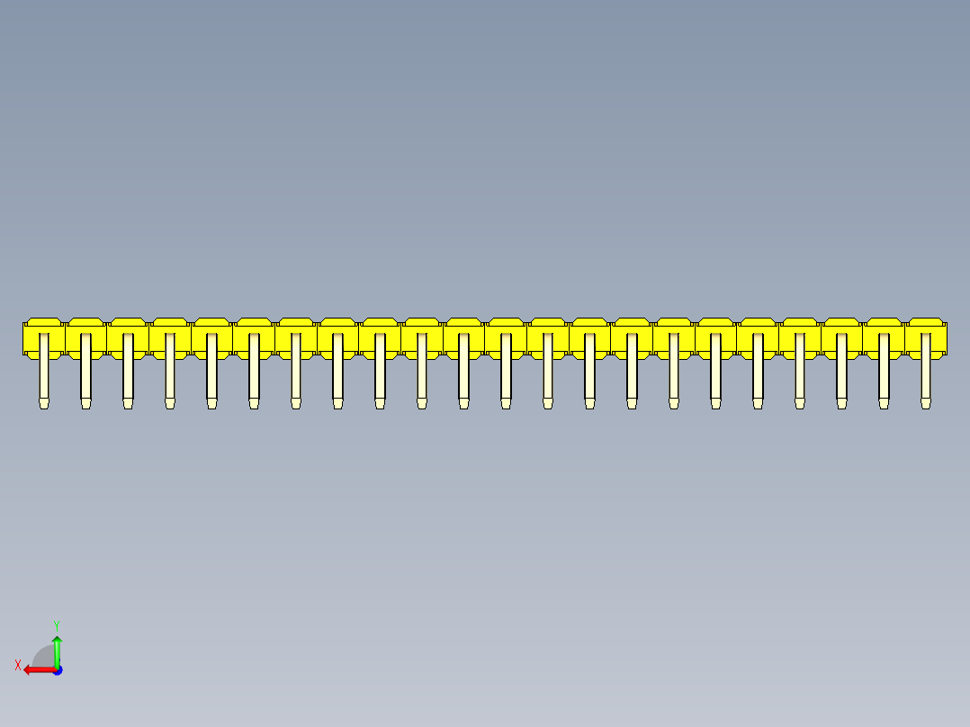 彩色公排针 100mil 2.54mm 系列-DS1022_yellow_1x22p_100mil_TypeD_rev1.0后视图