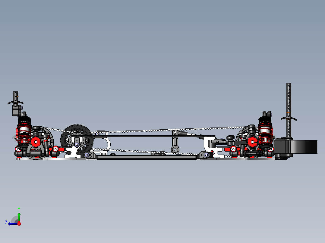 减震器差速器3d图纸 汽车减震缓冲器sw设计 底盘组件减震差速器3d左视图