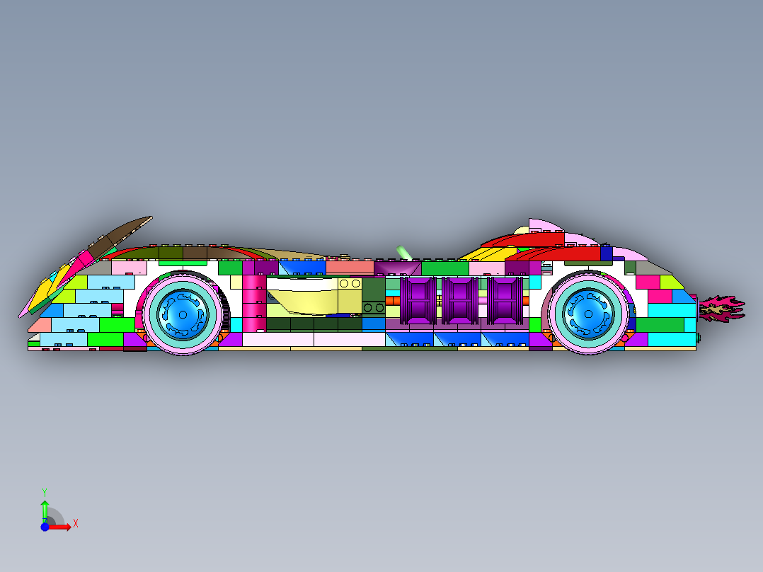 复仇火箭蝙蝠车积木前视图