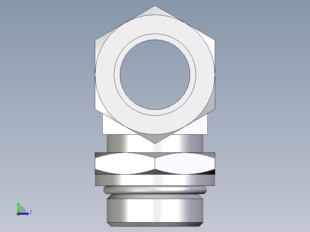 卡套式工业通用硬管接头EO_Adjustable_locknut_branch_tee_TEE28LMORCF左视图