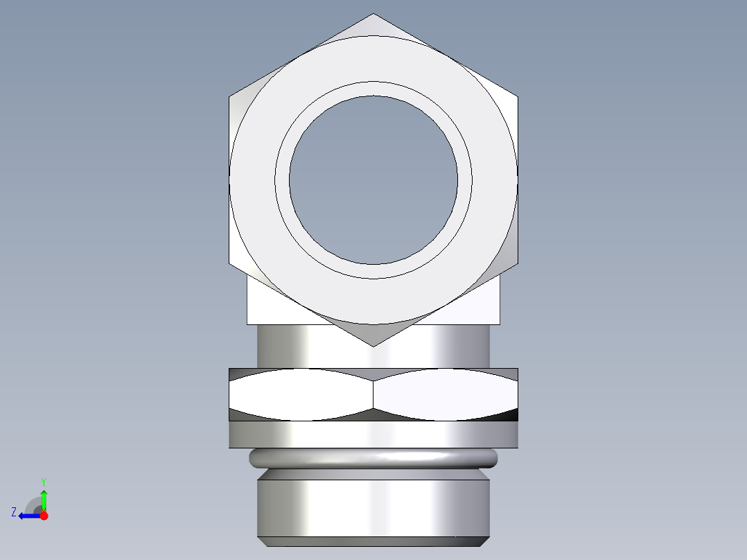 卡套式工业通用硬管接头EO_Adjustable_locknut_branch_tee_TEE28LMORCF右视图