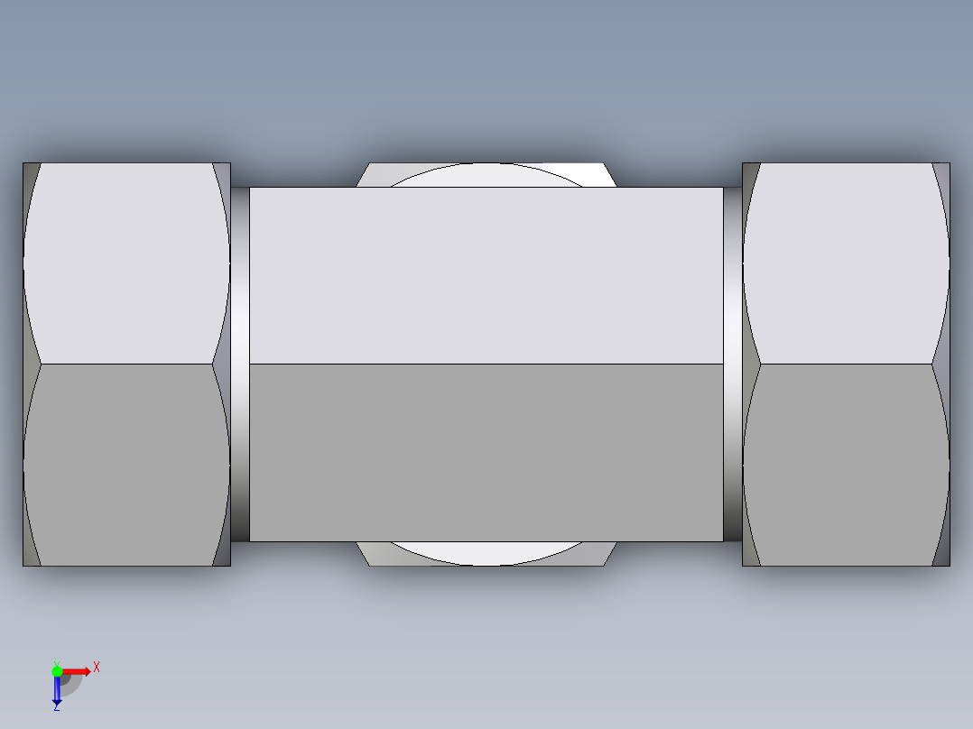 卡套式工业通用硬管接头EO_Adjustable_locknut_branch_tee_TEE28LMORCF俯视图