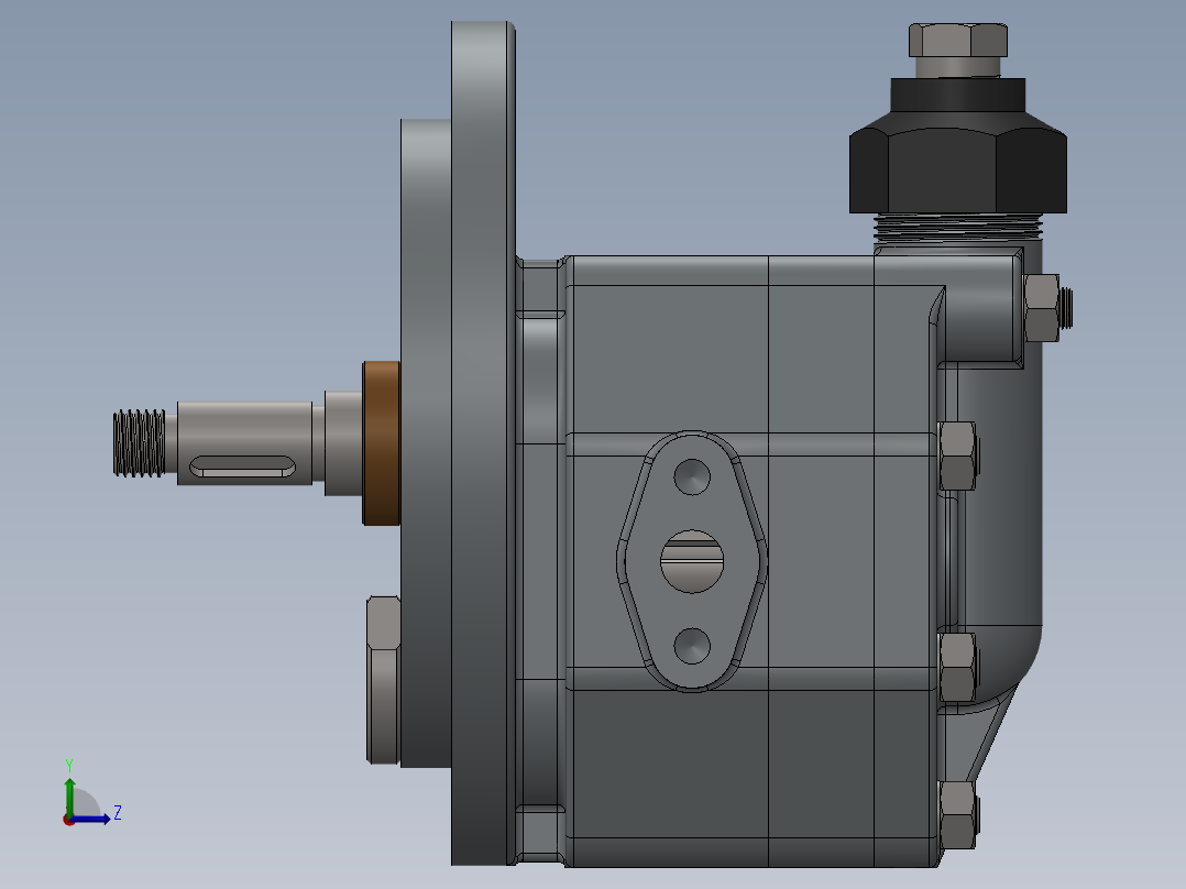 带溢流阀的外啮合齿轮泵sw20可编辑左视图