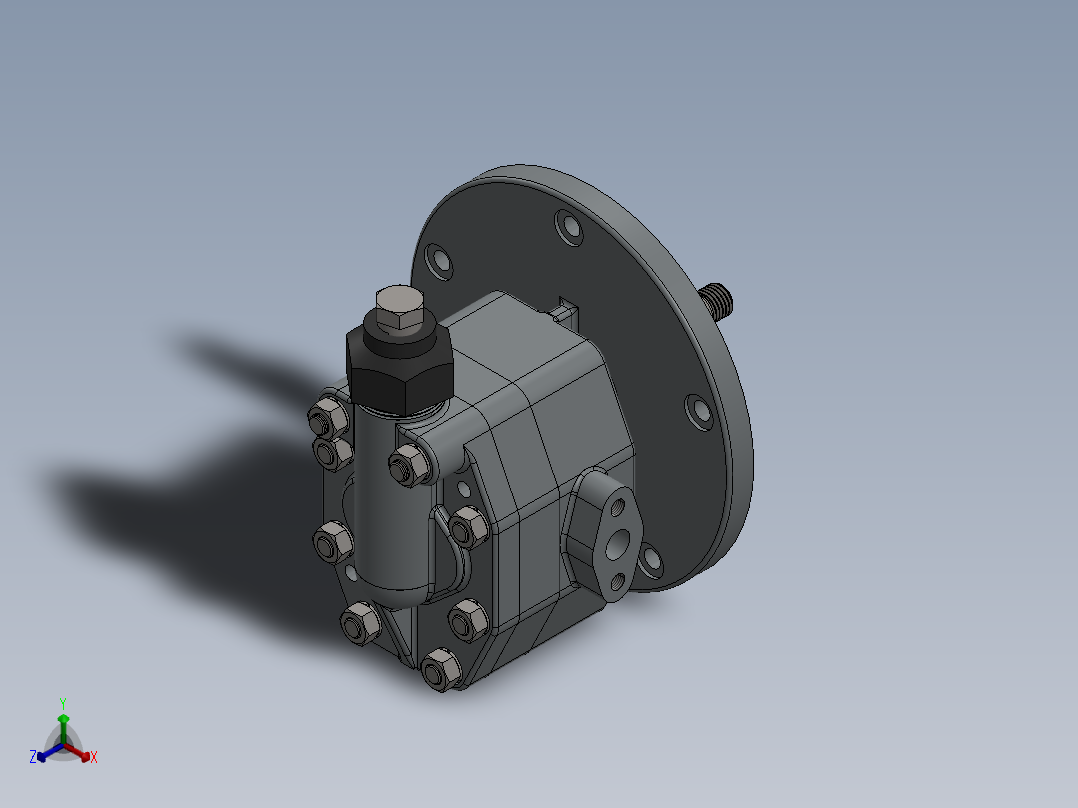 带溢流阀的外啮合齿轮泵sw20可编辑正等轴测图