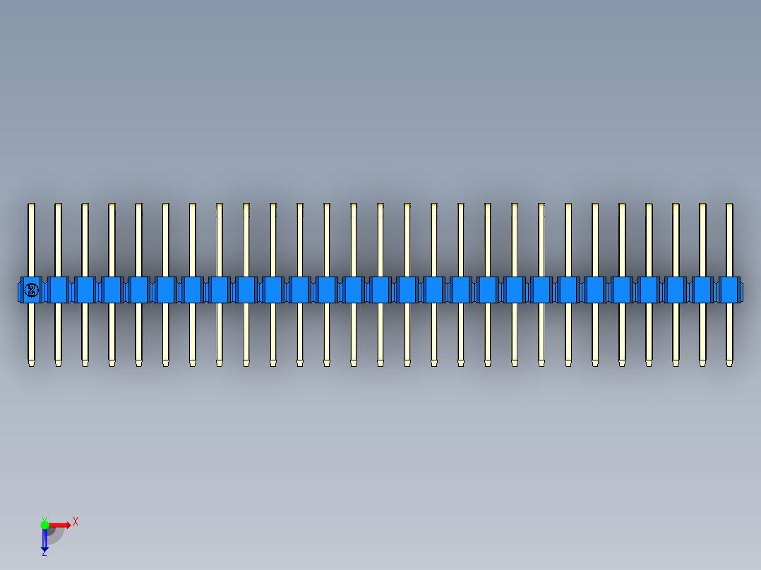 彩色公排针 100mil 2.54mm 系列-DS1022_blue_3x27p_100mil_TypeD_rev1.0俯视图