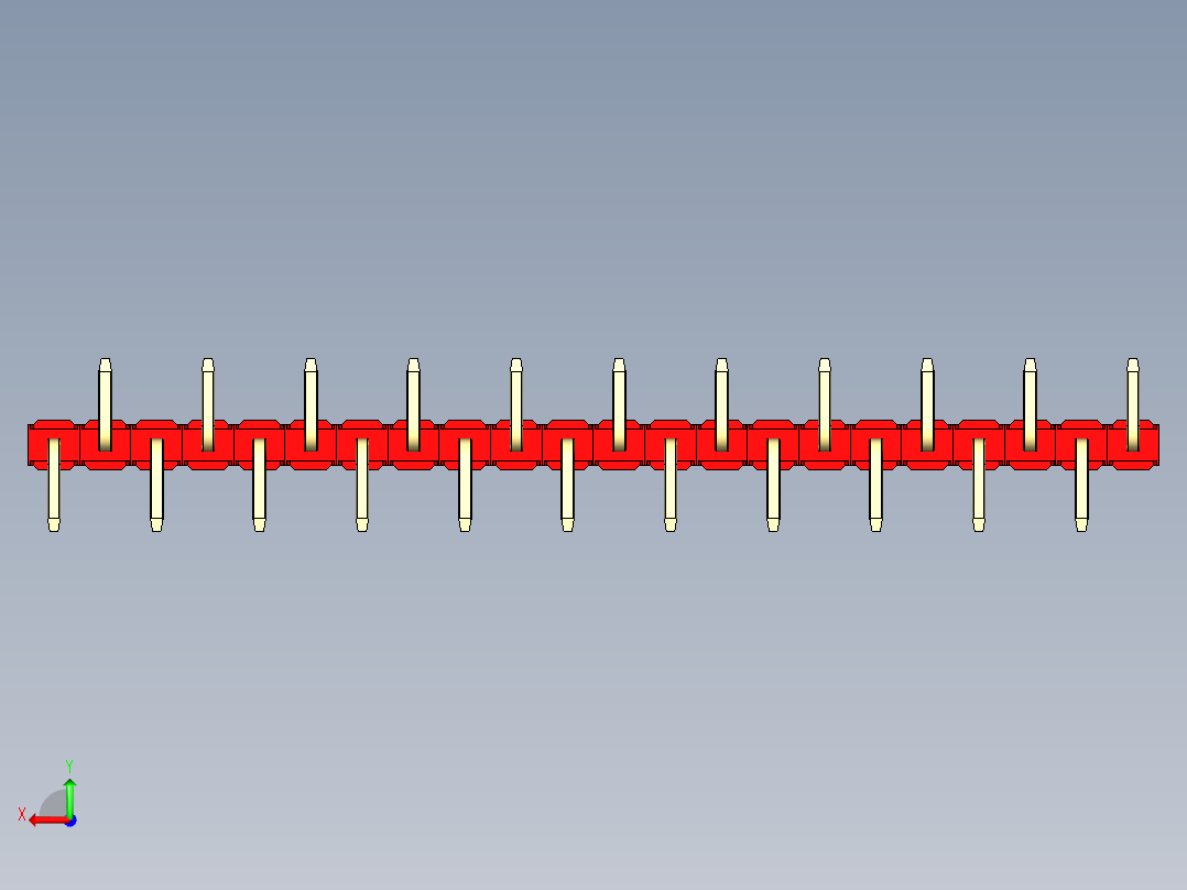 彩色公排针 100mil 2.54mm 系列-DS1022_red_22p_100mil_Type_SMT_R1_rev1.0后视图