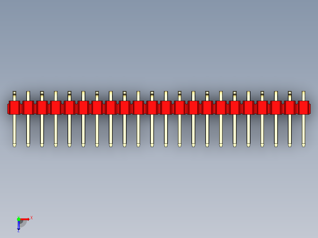 彩色公排针 100mil 2.54mm 系列-DS1022_red_22p_100mil_Type_SMT_R1_rev1.0俯视图
