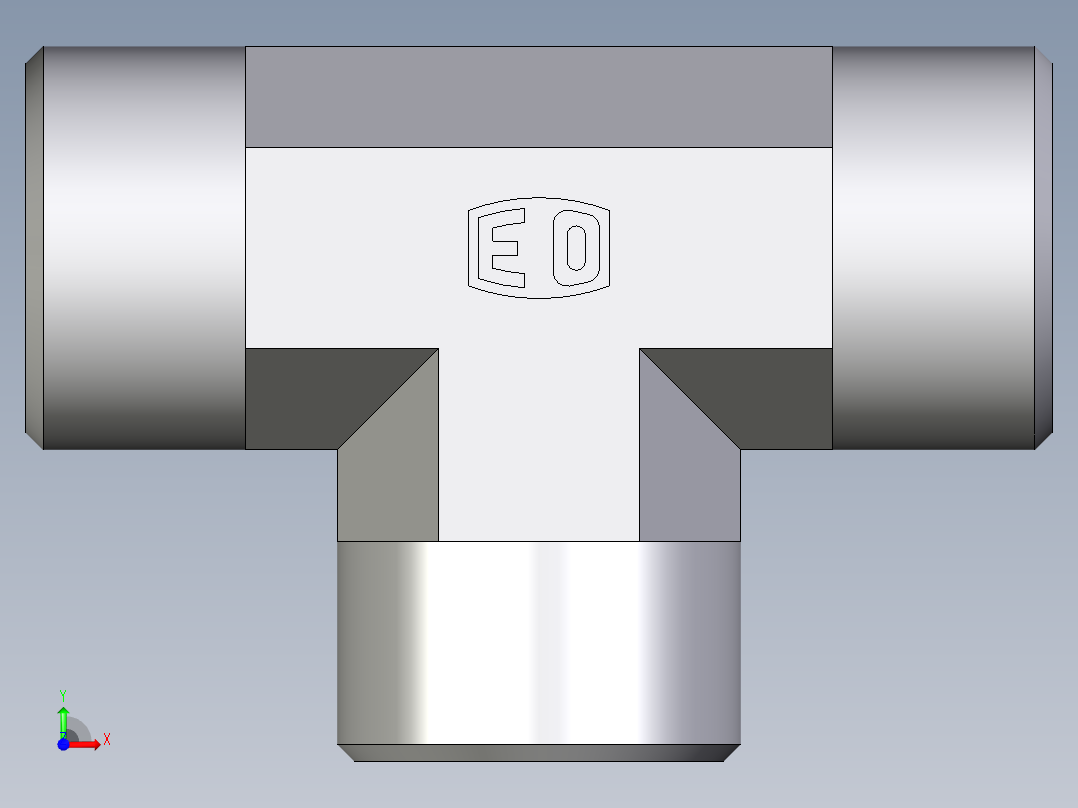 卡套式工业通用硬管接头EO_Union_tee_T15L71X前视图