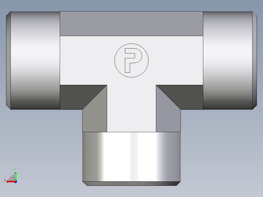 卡套式工业通用硬管接头EO_Union_tee_T15L71X后视图