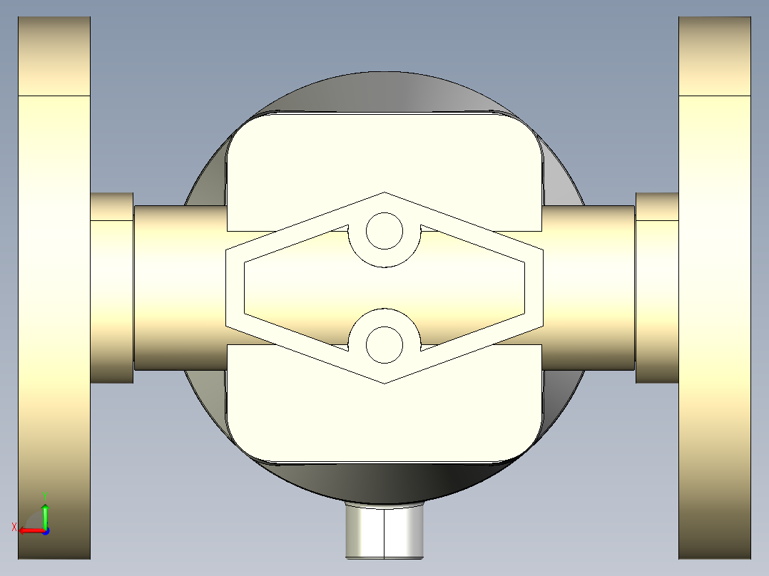 12DKPOAMCP DA 气动隔膜阀双作用与固定法兰，钻孔ANSI B16.5条款150 FF。面对面根据EN 558-1 PP-H后视图