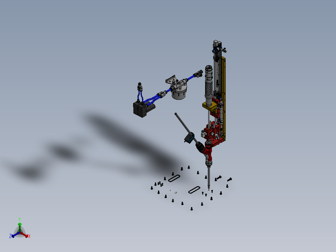 自动螺钉枪机构正等轴测图