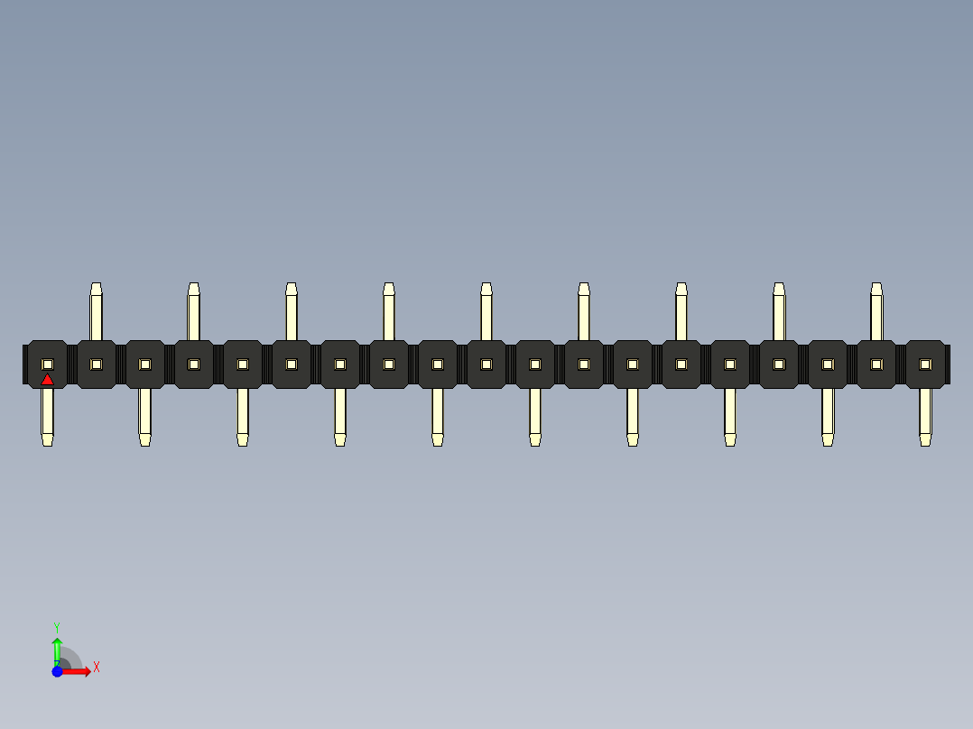 彩色公排针 100mil 2.54mm 系列-DS1022_black_19p_100mil_Type_SMT_R2_rev1.0前视图