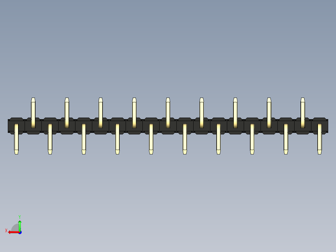彩色公排针 100mil 2.54mm 系列-DS1022_black_19p_100mil_Type_SMT_R2_rev1.0后视图