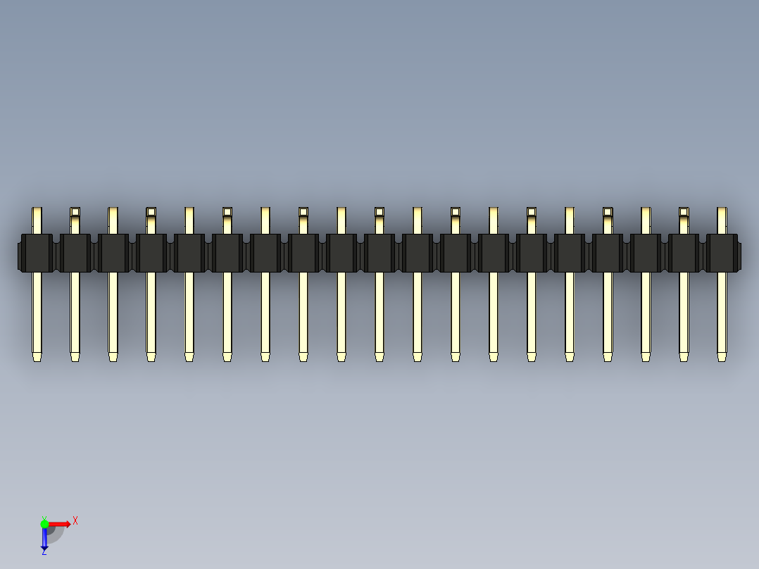 彩色公排针 100mil 2.54mm 系列-DS1022_black_19p_100mil_Type_SMT_R2_rev1.0俯视图
