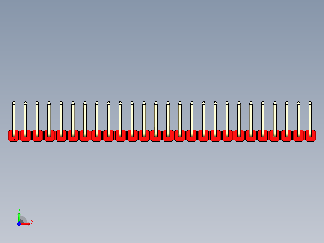 彩色公排针 100mil 2.54mm 系列-DS1022_red_26p_100mil_TypeU_rev1.0前视图