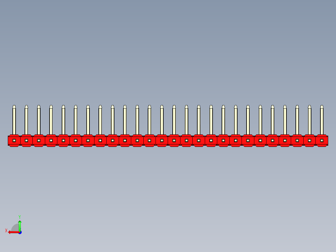 彩色公排针 100mil 2.54mm 系列-DS1022_red_26p_100mil_TypeU_rev1.0后视图