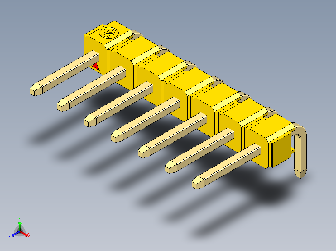 彩色公排针 100mil 2.54mm 系列-DS1022_yellow_1x07p_100mil_TypeD_rev1.0