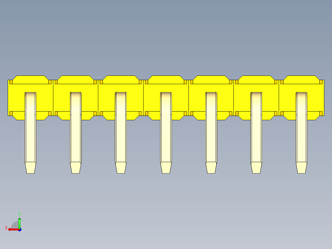 彩色公排针 100mil 2.54mm 系列-DS1022_yellow_1x07p_100mil_TypeD_rev1.0后视图