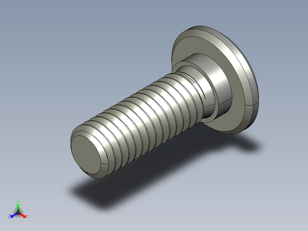超薄型内六角螺钉-Ultra Low Profile Socket Head Screws 3-8-16 Thread Size 1 in Long.STEP正等轴测图
