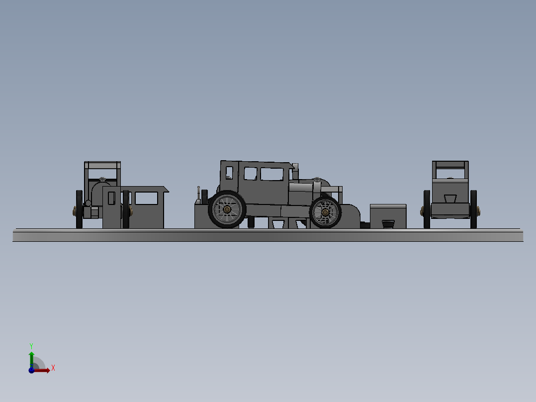 可互换汽车木制玩具CAD-SolidWorks-step格式前视图