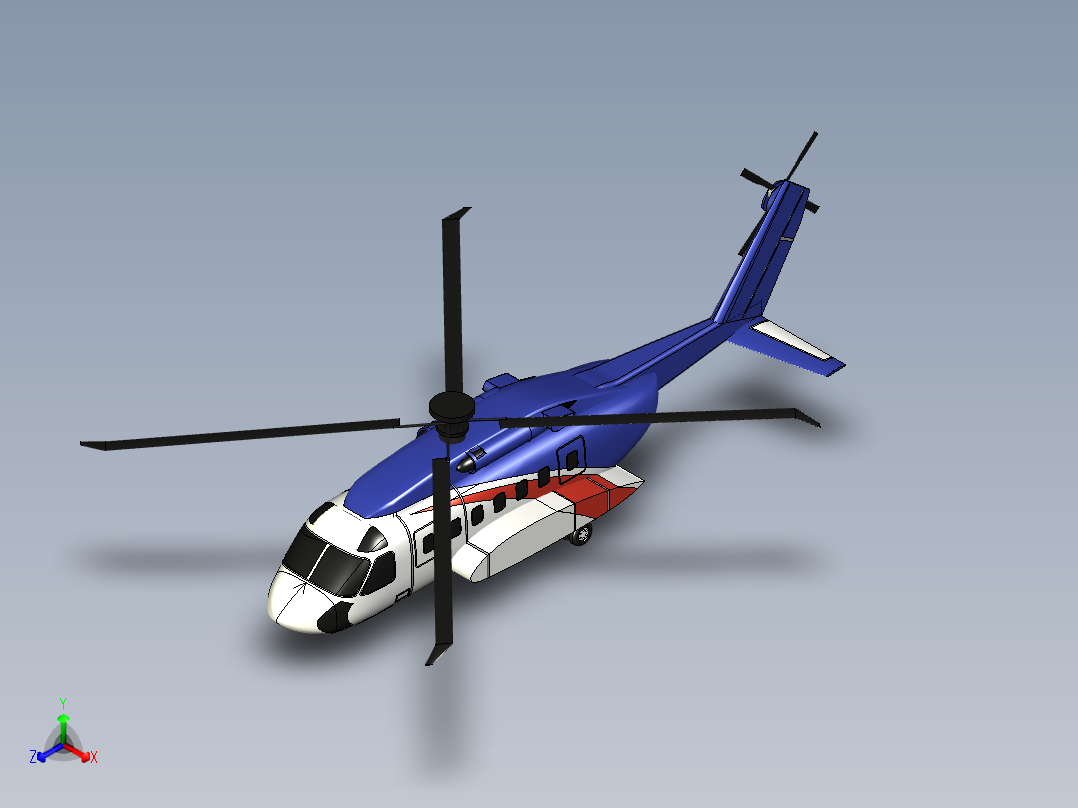 SirKosky S-92 直升机---格式为：STP正等轴测图