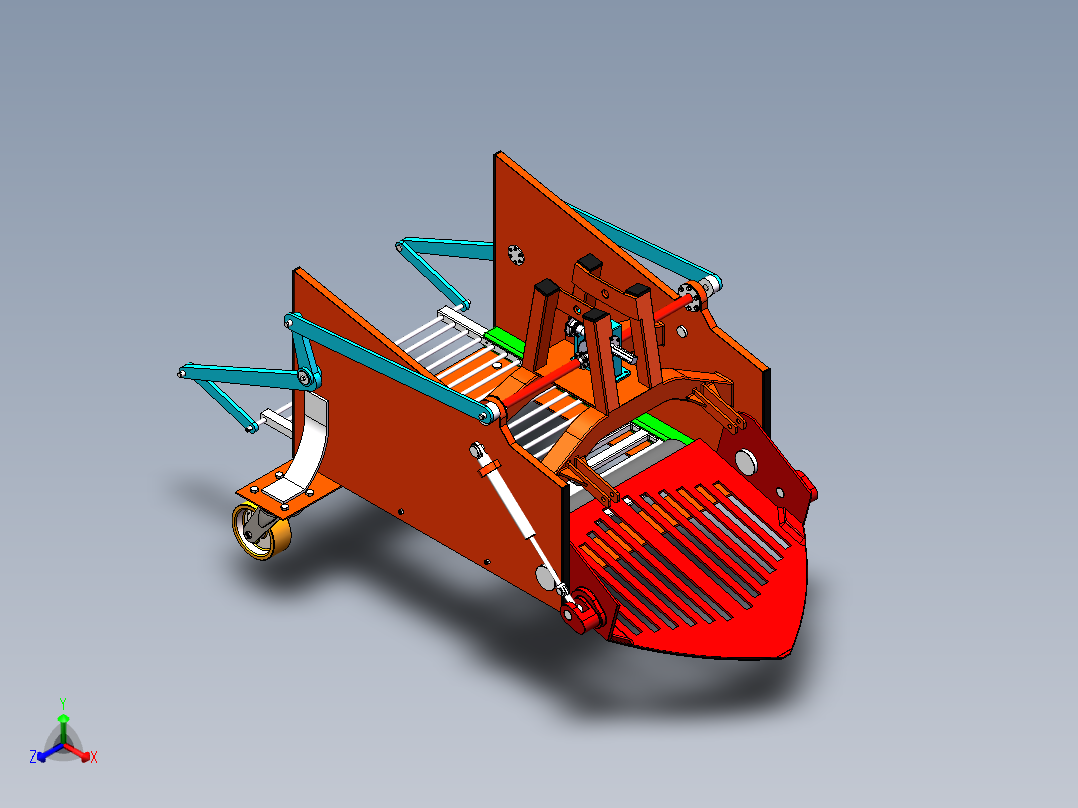 新式小型马铃薯挖掘机正等轴测图