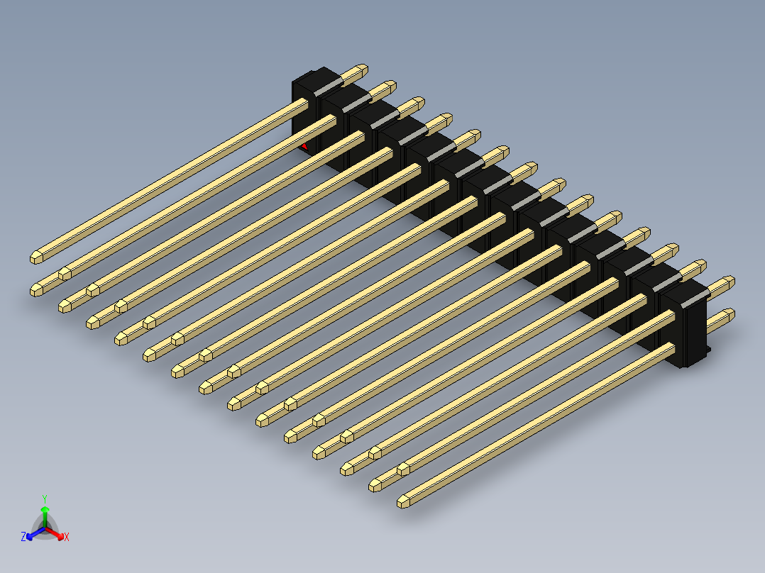彩色公头100mil（2.54mm）系列-DS1021_black_2x14p_100mil_Type43_rev1.0正等轴测图