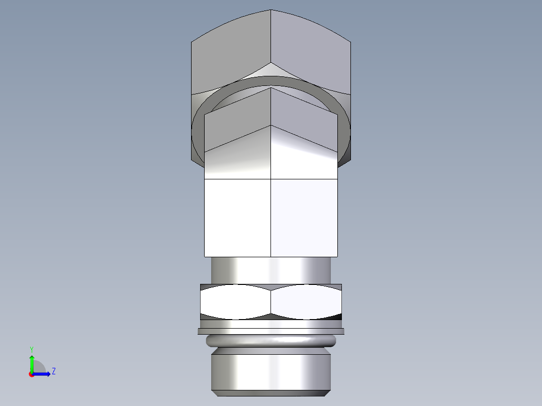 卡套式工业通用硬管接头EO_Adjustable_locknut_45_deg_elbow_VEE22ZLM27X2ORCF左视图