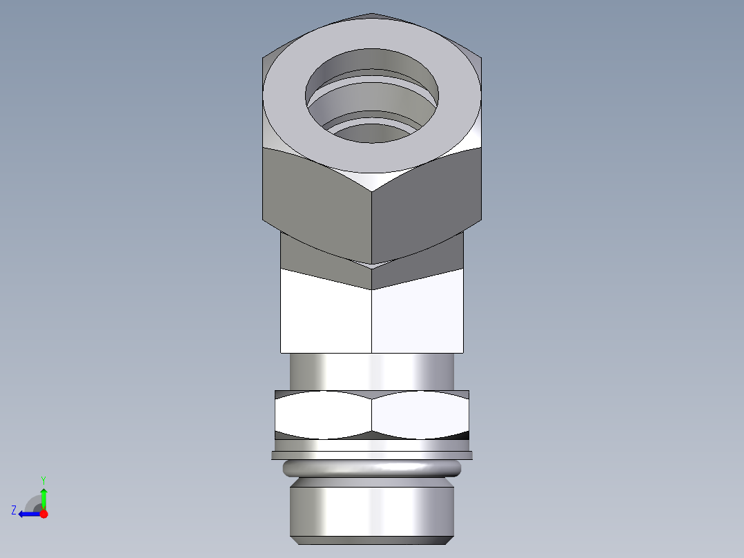 卡套式工业通用硬管接头EO_Adjustable_locknut_45_deg_elbow_VEE22ZLM27X2ORCF右视图