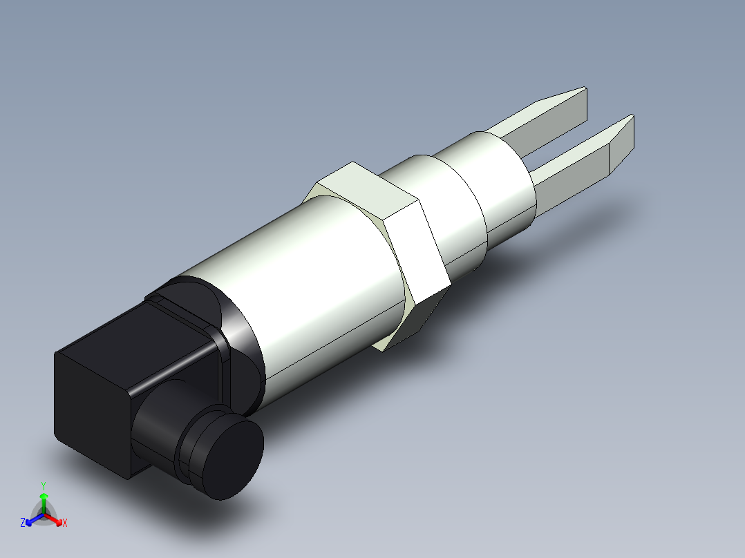 超声波设备H-69mm-2.72in-SS-OUTPUT-3-wire-PNP-NPN-DIN-CONNECTOR-NPT-THREAD正等轴测图