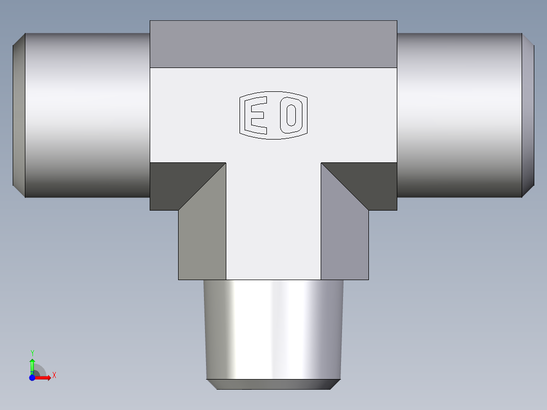 卡套式工业通用硬管接头EO_Male_stud_run_tee_TE06LR71X前视图