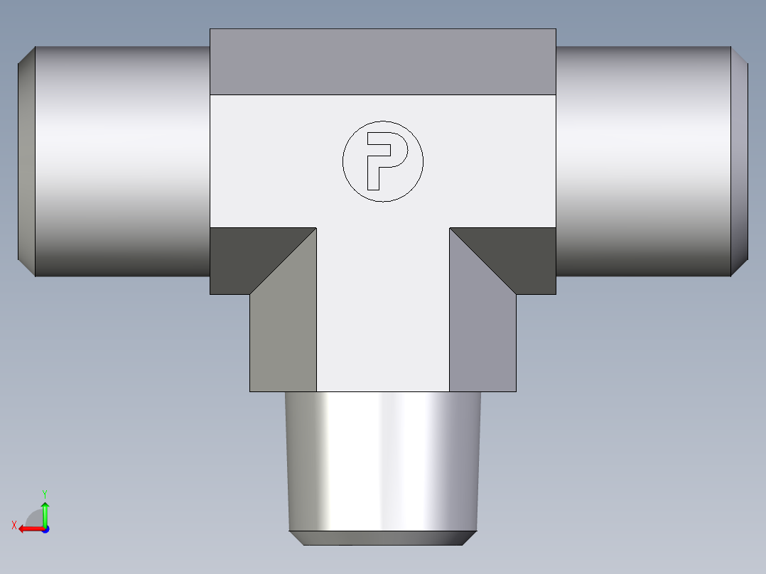 卡套式工业通用硬管接头EO_Male_stud_run_tee_TE06LR71X后视图
