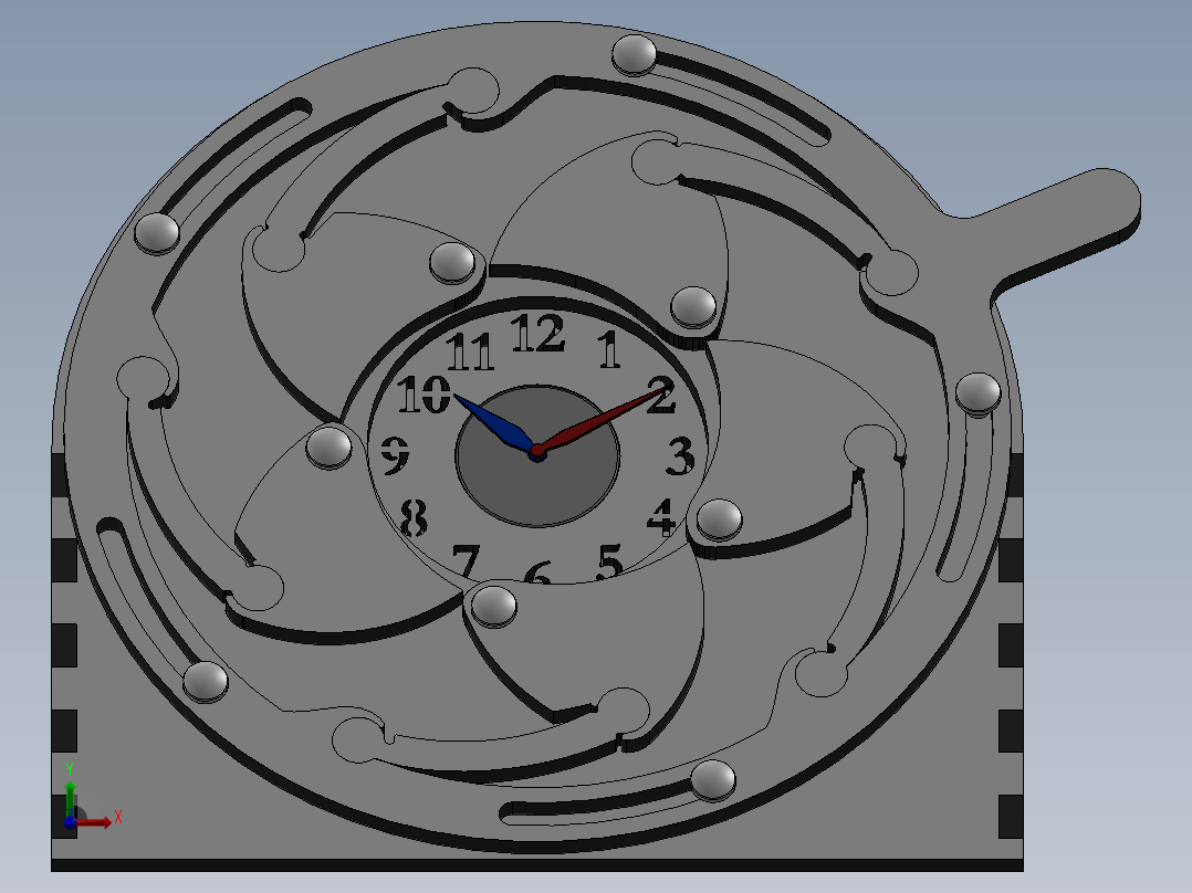 激光切割Iris Clock 虹膜时钟-CAD格式-SolidWorks-step格式前视图