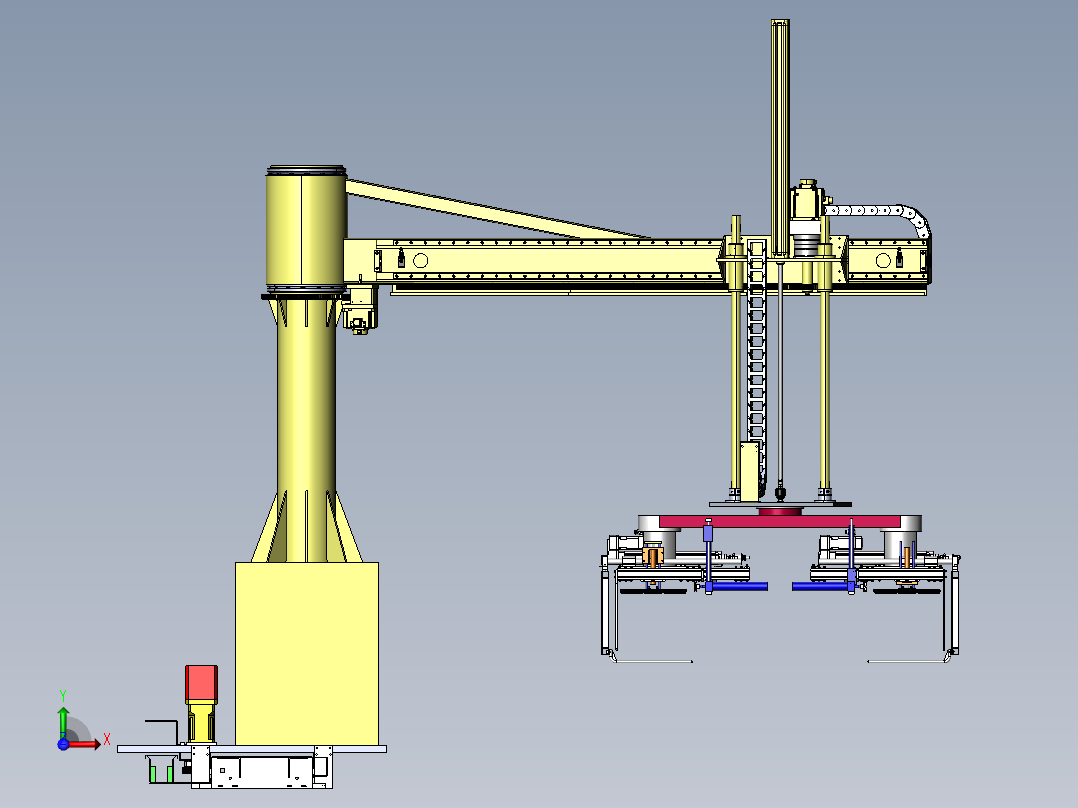 大型木箱的助力搬运机械手前视图