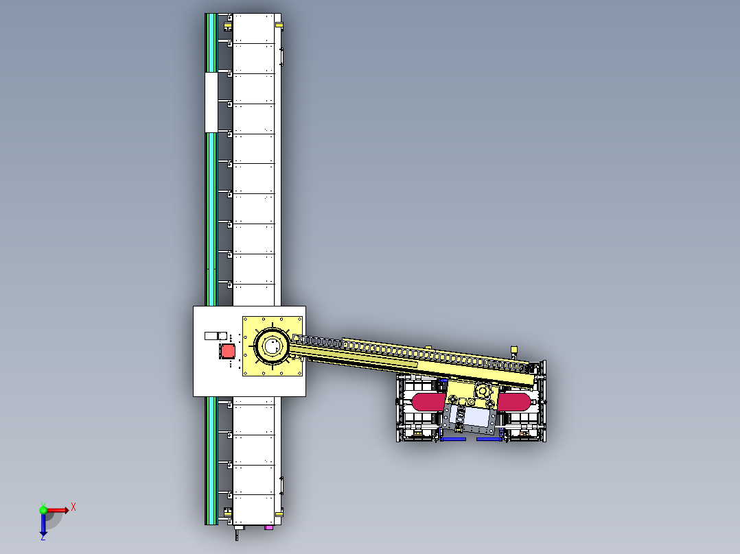 大型木箱的助力搬运机械手俯视图